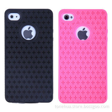 Cross Pattern Anti-dust TPU Cases for iPhone 4S/4